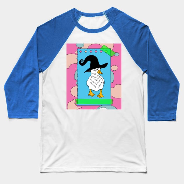 Halloween Goose Witch Conjuring Up Duck Baseball T-Shirt by flofin